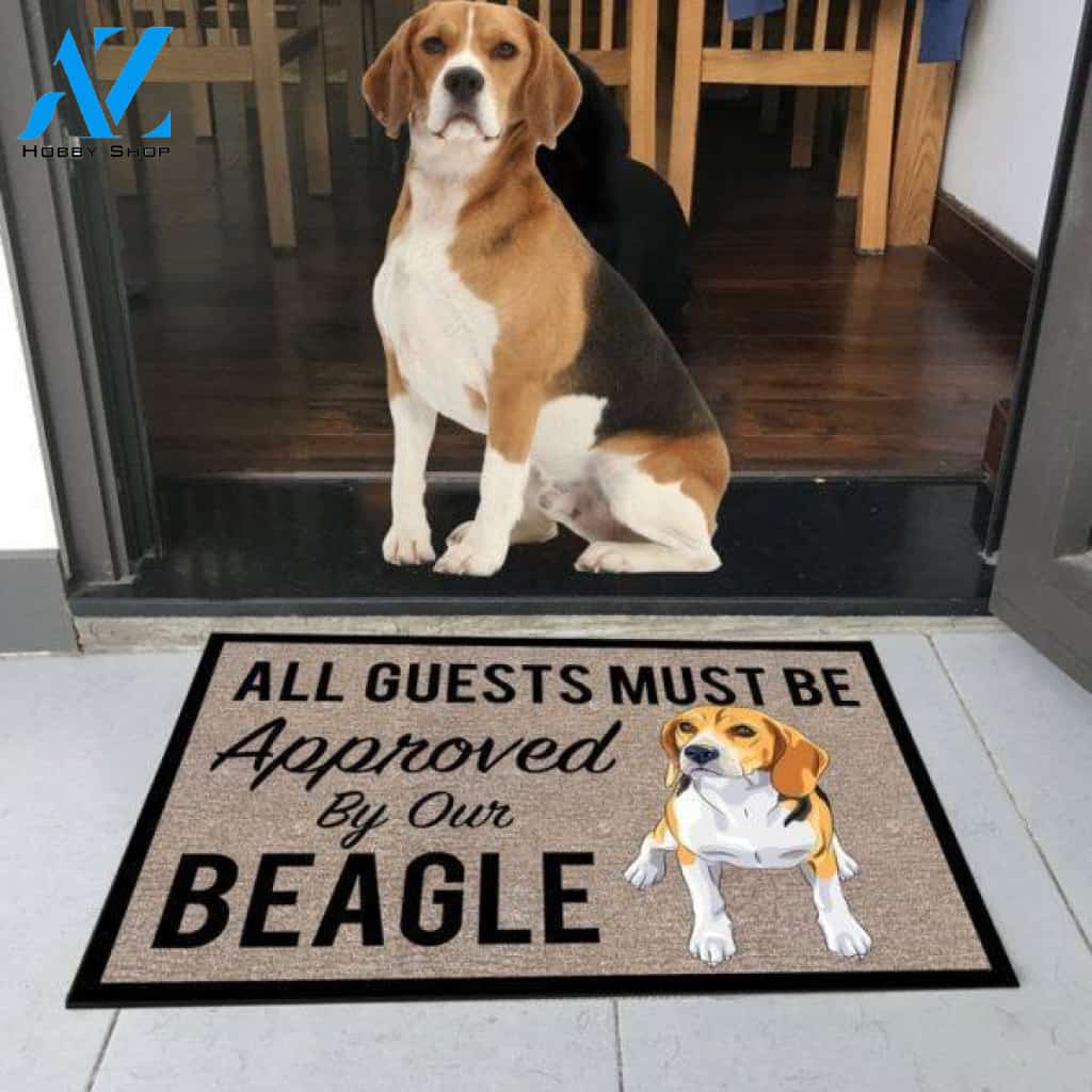 All Guests Must Be Approved By Our Beagle Doormat | Welcome Mat | House Warming Gift