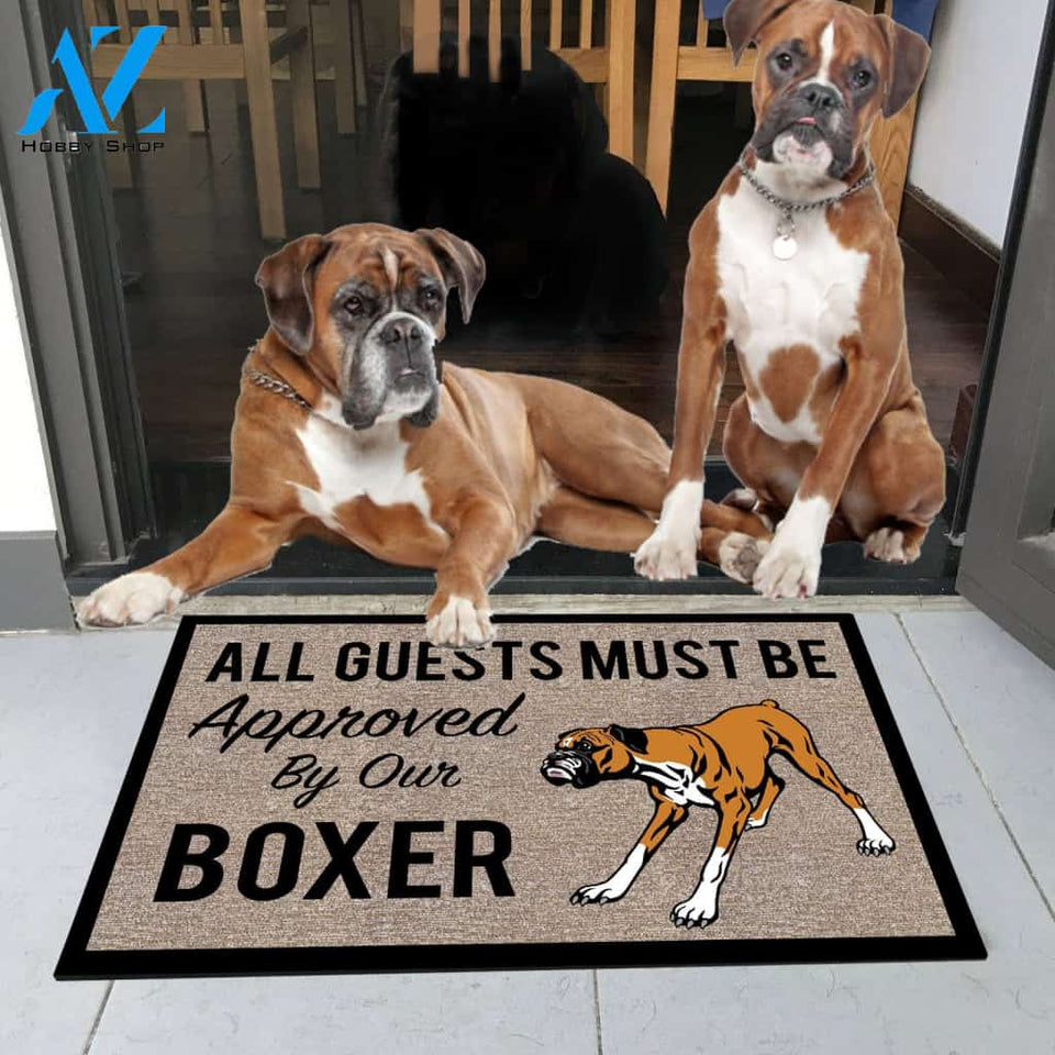 All Guests Must Be Approved By Our BOXER Doormat 23.6" x 15.7" | Welcome Mat | House Warming Gift