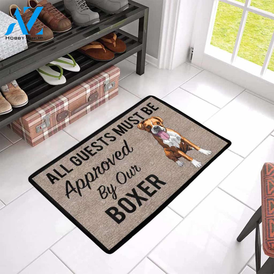 All Guests Must Be Approved By Our BOXER new Doormat 23.6" x 15.7" | Welcome Mat | House Warming Gift