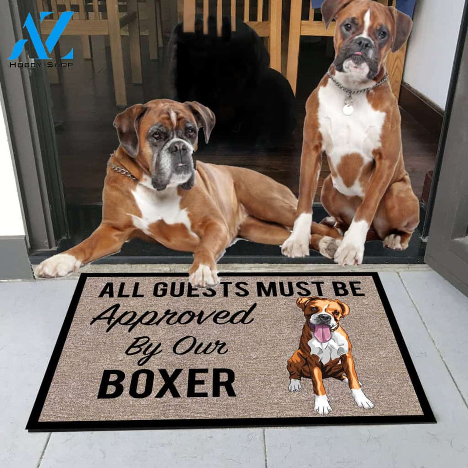 All Guests Must Be Approved By Our BOXER new Doormat 23.6" x 15.7" | Welcome Mat | House Warming Gift