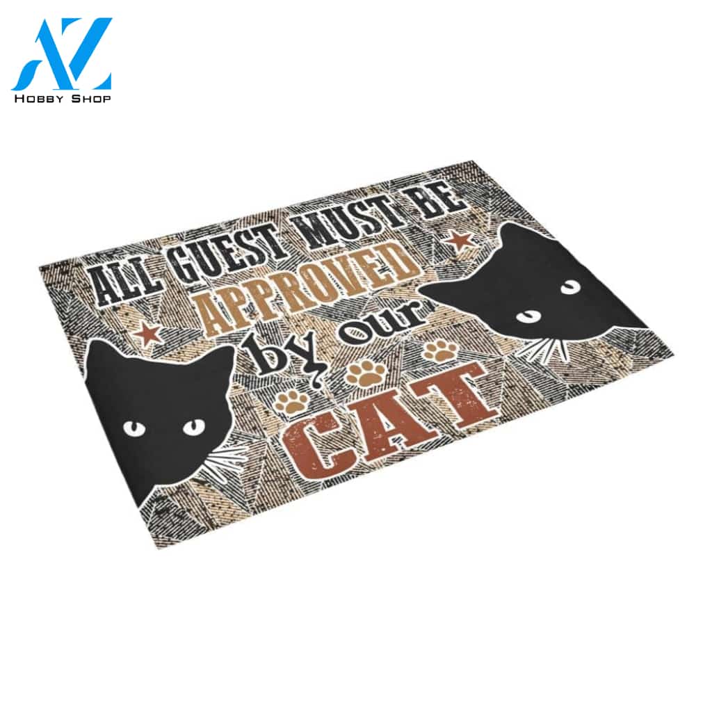 All Guests Must Be Approved By Our Cat Doormat Indoor And Outdoor Mat Entrance Rug Sweet Home Decor Housewarming Gift Gift For Friend Family Stem Feminist