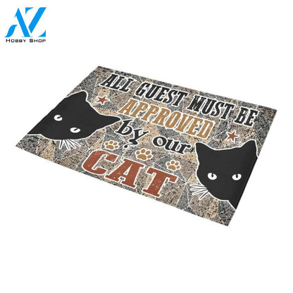 All Guests Must Be Approved By Our Cat Doormat Indoor And Outdoor Mat Entrance Rug Sweet Home Decor Housewarming Gift Gift For Friend Family Stem Feminist