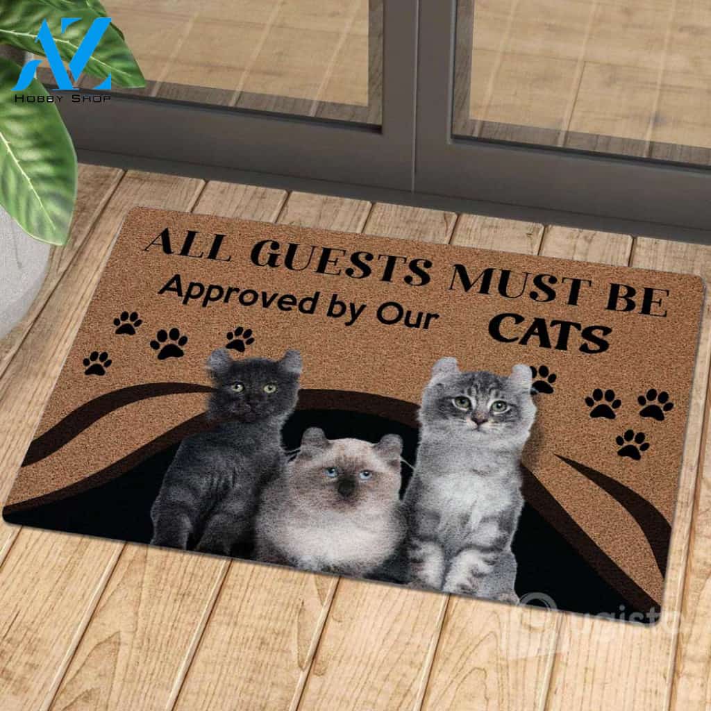 All Guests Must Be Approved By Our Cats Doormat 01 | Welcome Mat | House Warming Gift