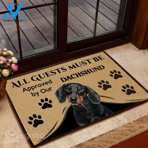 All Guests Must Be Approved By Our Dachshund Doormat | Colorful | Size 8x27'' 24x36''