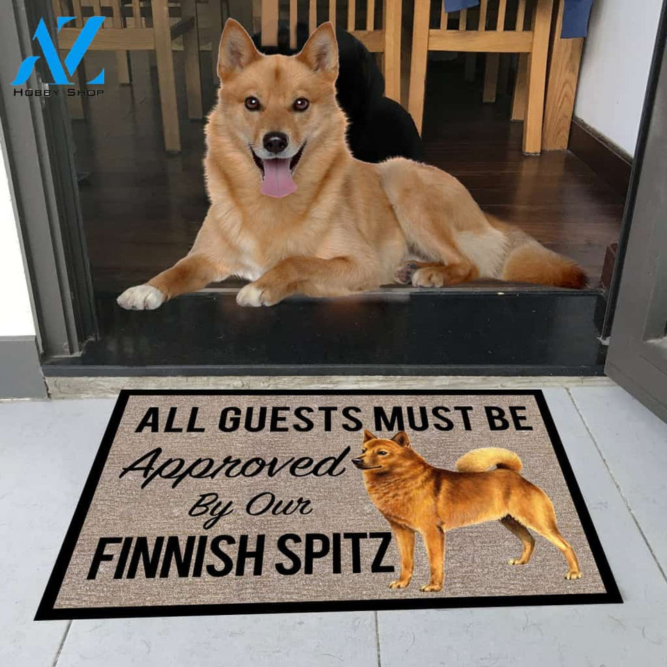 All Guests Must Be Approved By Our FINNISH SPITZ Doormat 23.6" x 15.7" | Welcome Mat | House Warming Gift