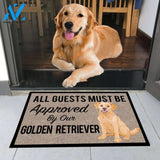 All Guests Must Be Approved By Our Golden Retriever Doormat 23.6" x 15.7" | Welcome Mat | House Warming Gift