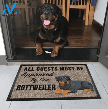 All Guests Must Be Approved By Our ROTTWEILER Doormat 23.6" x 15.7" | Welcome Mat | House Warming Gift