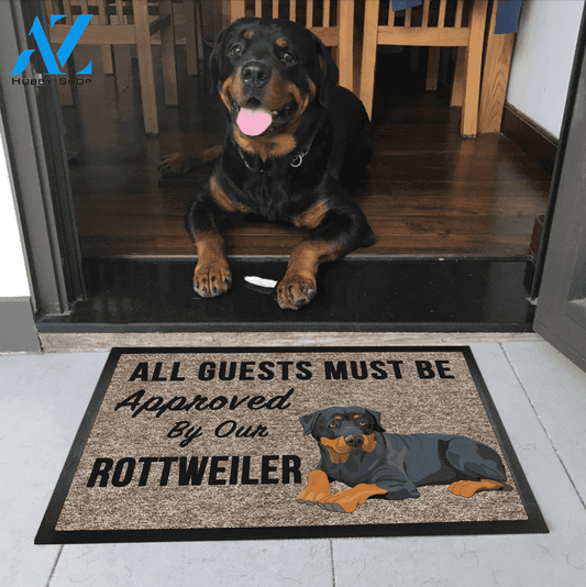 All Guests Must Be Approved By Our ROTTWEILER Doormat 23.6" x 15.7" | Welcome Mat | House Warming Gift