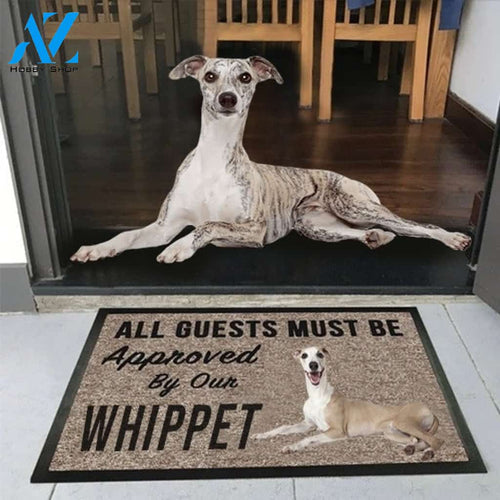 All Guests Must Be Approved By Our Whippet Indoor And Outdoor Doormat Warm House Gift Welcome Mat Gift For Dog Lovers