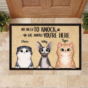All Guests Must Be Approved By Peeking Cat - Funny Personalized Doormat Door