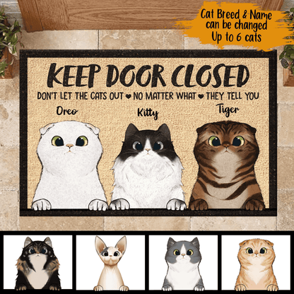 All Guests Must Be Approved By Peeking Cat - Funny Personalized Doormat Door