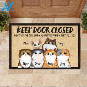 All Guests Must Be Approved By Peeking Cat - Funny Personalized Cat Doormat | Welcome Mat | House Warming Gift