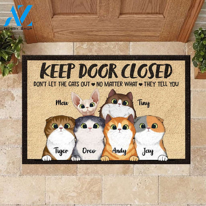 All Guests Must Be Approved By Peeking Cat - Funny Personalized Cat Doormat | WELCOME MAT | HOUSE WARMING GIFT