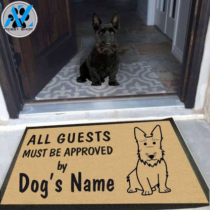Personalized Dog Name All Guests Must Be Approved By Scottish Terrier Doormat