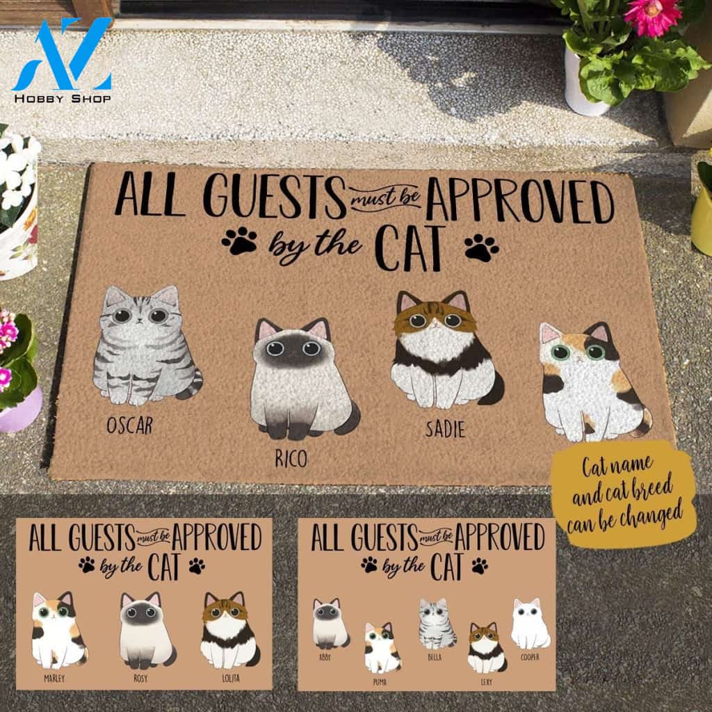 All Guests Must Be Approved By The Cat Printed Doormat Home Decor