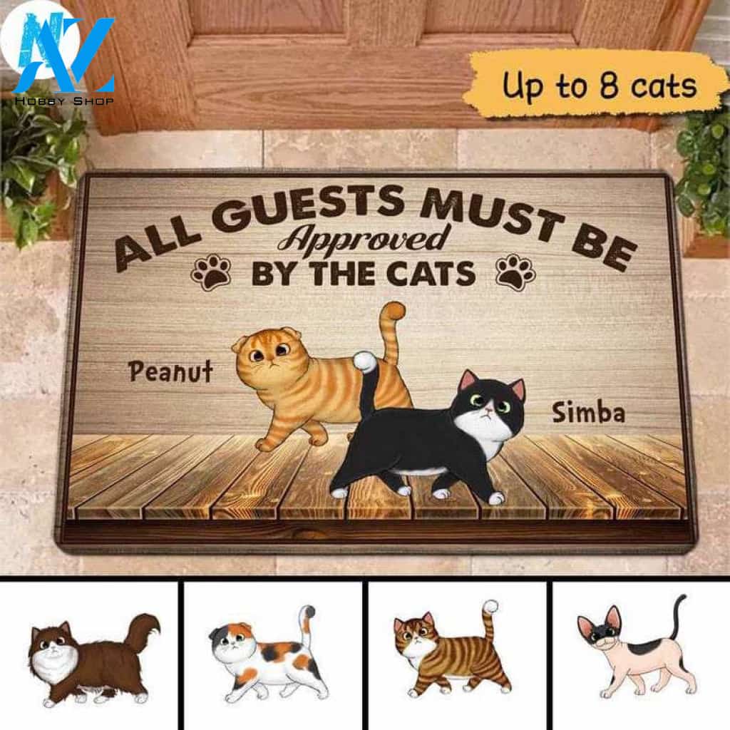All Guests Must Be Approved By The Cats Custom Cat Name Doormat,Area Rugs,Welcome Doormat,Welcome Rugs,Doormat Outdoor,Home Decor Accessory
