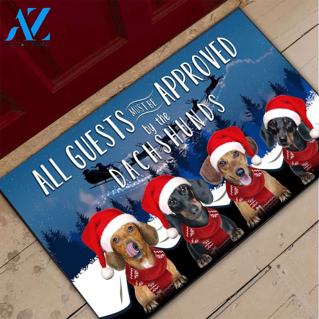 All Guests Must Be Approved By The Dachshunds Christmas Funny Doormat Gift For Dog Lovers Home Decor Warm House Gift Welcome Mat