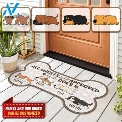 All Guests Must Be Approved By The Dogs - Personalized Bone Shaped Doormat