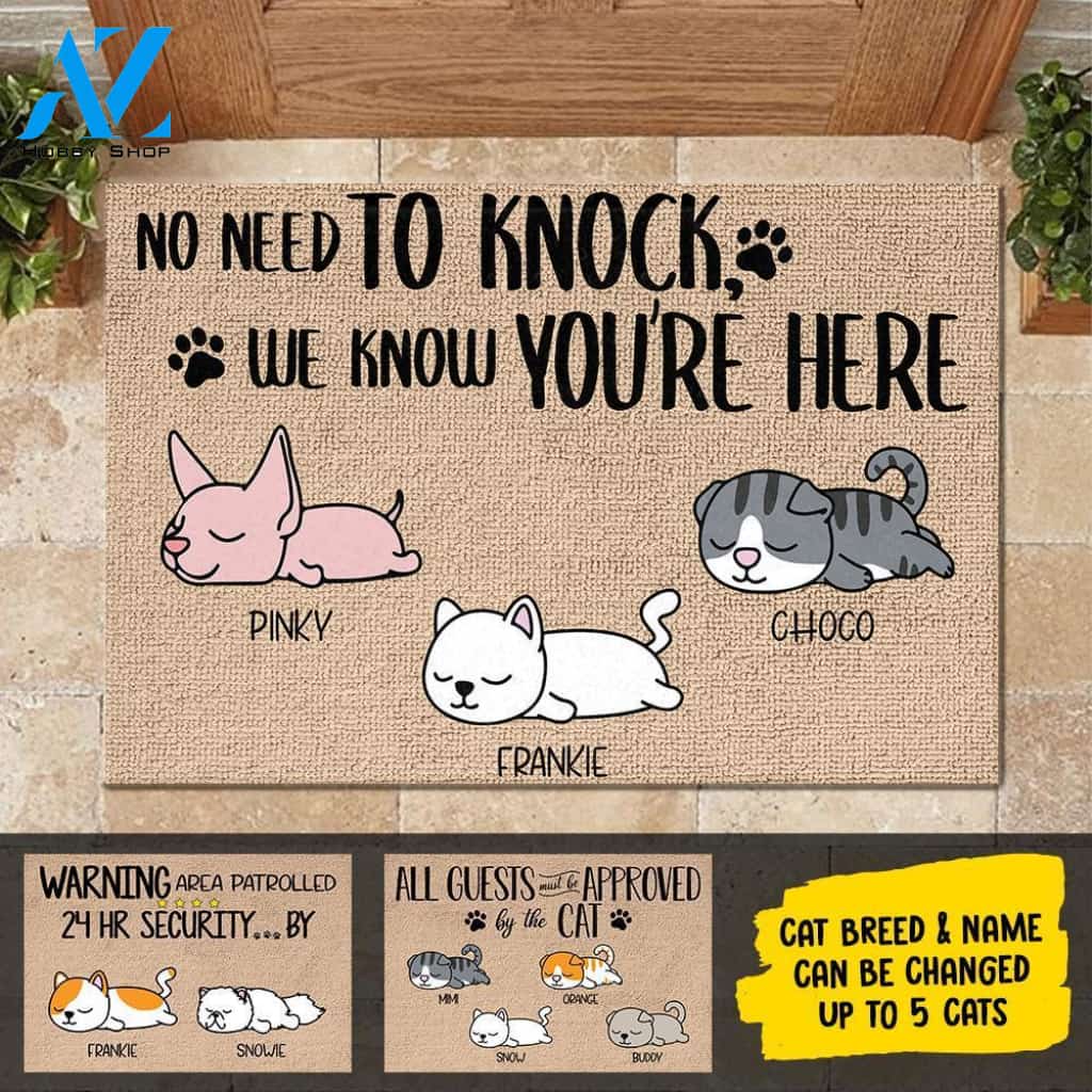 All Guests Must Be Approved By The Sleeping Cats - Funny Personalized Cat Doormat | WELCOME MAT | HOUSE WARMING GIFT