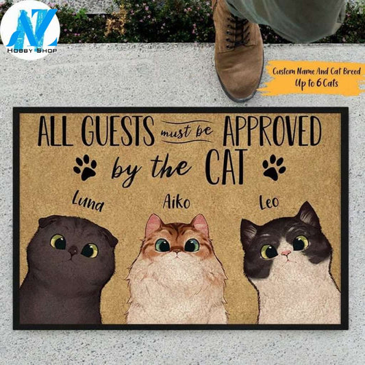 All Guests Must Be Approved Custom Cat Name Doormat,Rug,Vintage Doormat,Welcome Doormat,Welcome Rugs,Doormat Outdoor,Home Decor Accessory