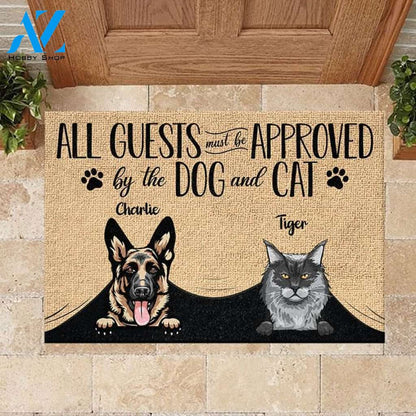 All Guests Must Be Approved - Funny Personalized Doormat For Cat And Dog Lovers 