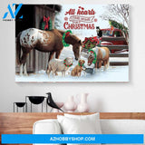 All Hearts Come Home For Christmas Horse Horizontal Matte Canvas Wall Art