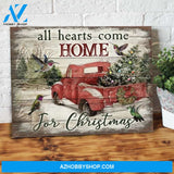 All Hearts Come Home For Christmas Hummingbird Canvas Wall Art