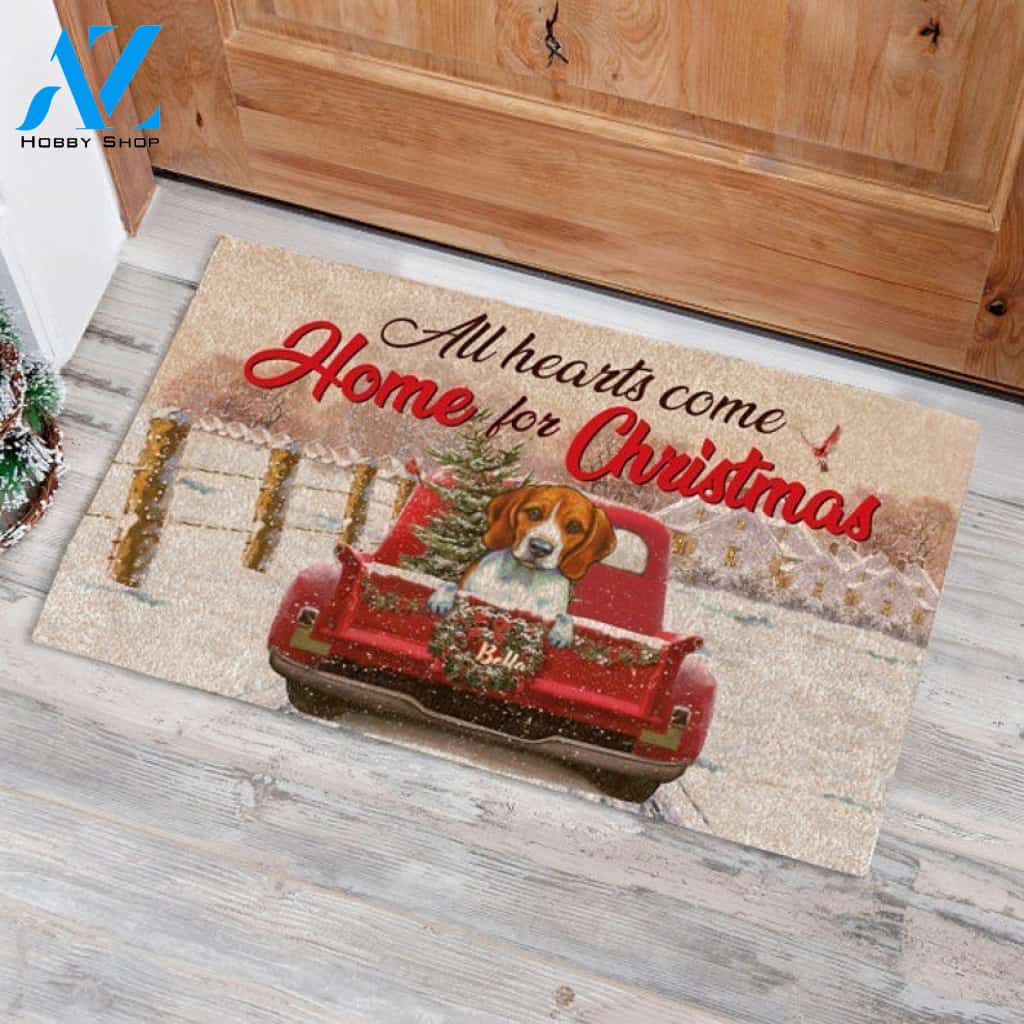 All Hearts Come Home For Christmas Personalized Dog Doormat Gift For Friend Family Birthday Gift Home Decor Warm House Gift Welcome Mat
