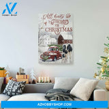 All Hearts Come Home For Christmas Red Truck Cow Canvas - Wall Decor Visual Art