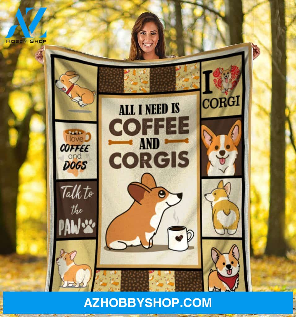All I Need Is Coffee And Corgis Blanket Gift For Dog Lover Birthday Gift Home Decor Bedding Couch Sofa Soft and Comfy Cozy