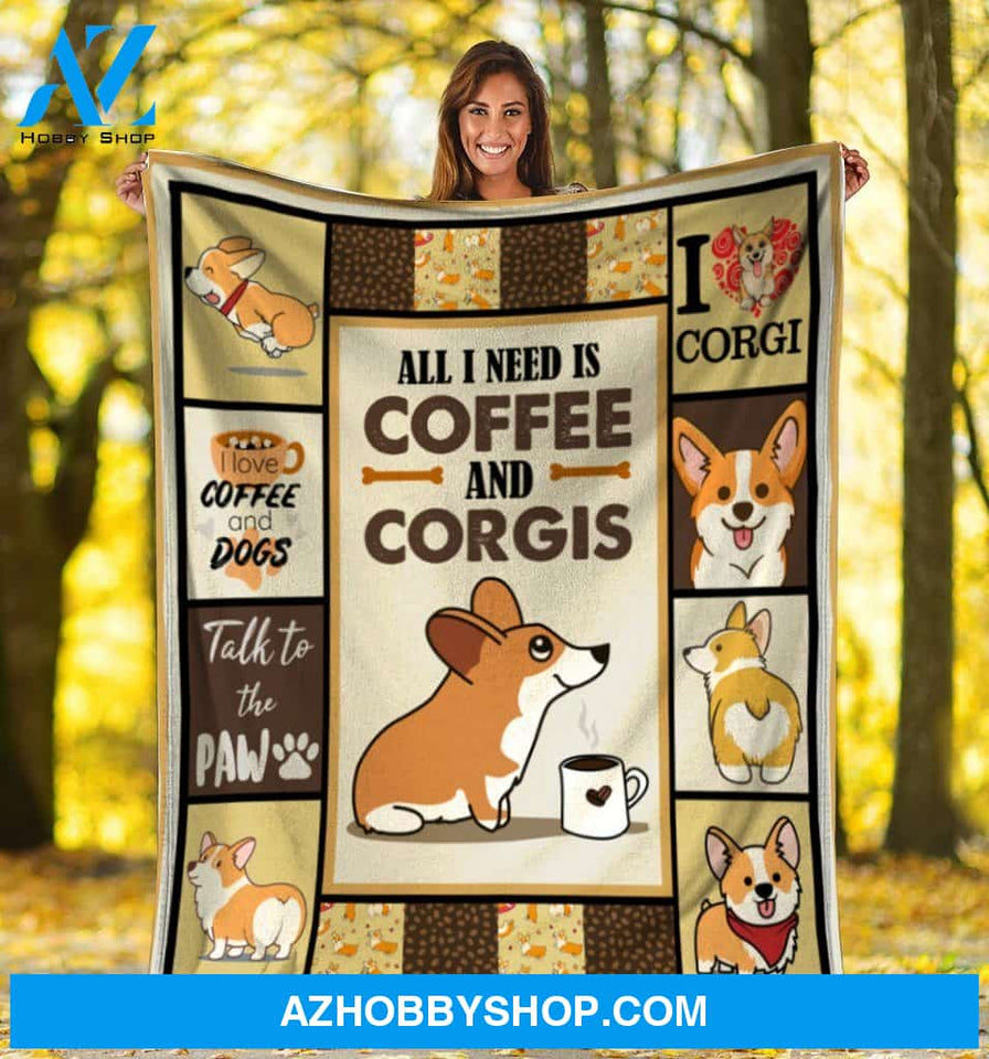All I Need Is Coffee And Corgis Blanket Gift For Dog Lover Birthday Gift Home Decor Bedding Couch Sofa Soft and Comfy Cozy