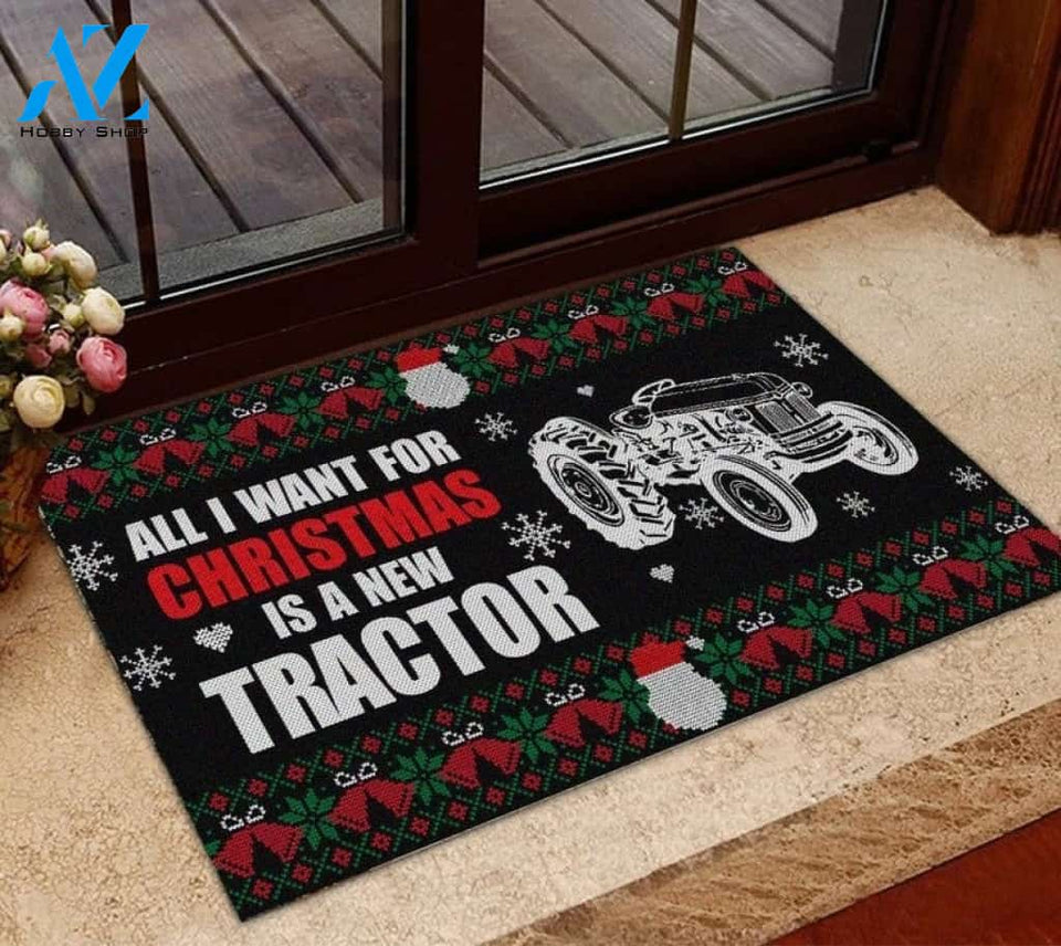 All I Want For Christmas Is A New Tractor Funny Doormat Gift For Farmer Home Decor Warm House Gift Welcome Mat
