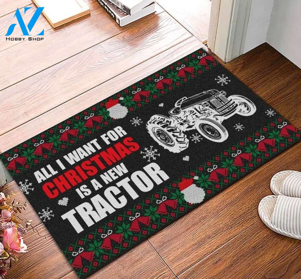 All I Want For Christmas Is A New Tractor Funny Doormat Gift For Farmer Home Decor Warm House Gift Welcome Mat