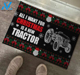 All I Want For Christmas Is A New Tractor Funny Doormat Gift For Farmer Home Decor Warm House Gift Welcome Mat