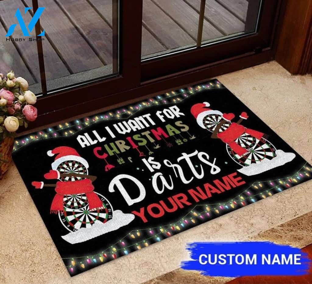 All I Want For Christmas Is Darts Personalized Funny Doormat Gift For Darts Lovers Home Decor Warm House Gift Welcome Mat