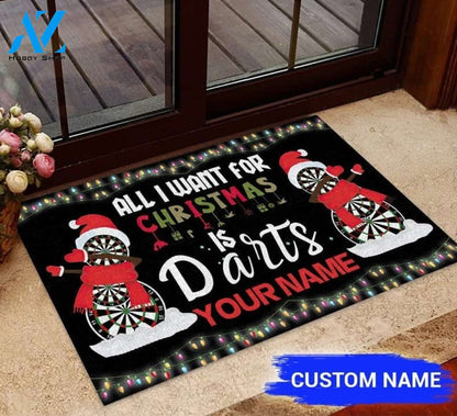 All I Want For Christmas Is Darts Personalized Funny Doormat Gift For Darts Lovers Home Decor Warm House Gift Welcome Mat