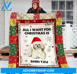 ALL I WANT FOR CHRISTMAS IS SHIH TZU - Fleece Blanket ,Gift For Christmas, Gift For Cow Lover,Family Friend Home Decor Bedding Couch Sofa Soft And Comfy Cozy