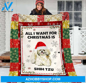 ALL I WANT FOR CHRISTMAS IS SHIH TZU - Fleece Blanket ,Gift For Christmas, Gift For Cow Lover,Family Friend Home Decor Bedding Couch Sofa Soft And Comfy Cozy