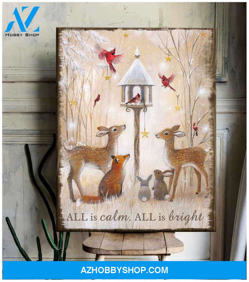 All Is Calm All Is Bright Canvas Wall Art Decor, Wall Decor Visual Art