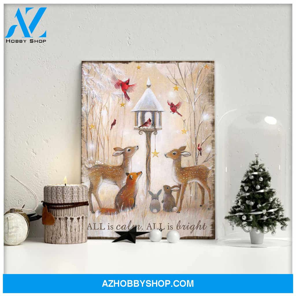 All Is Calm All Is Bright Canvas Wall Art Decor, Wall Decor Visual Art