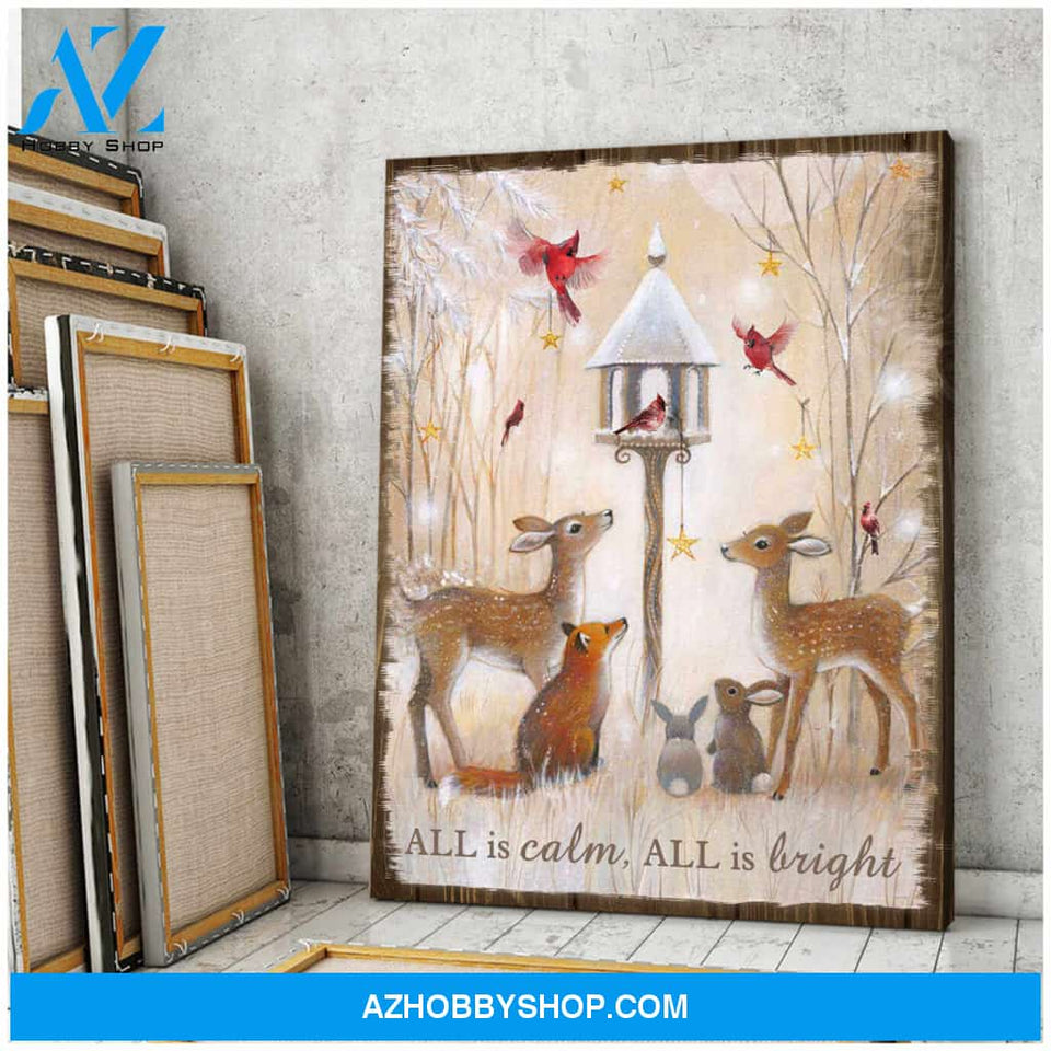 All Is Calm All Is Bright Canvas Wall Art Decor, Wall Decor Visual Art