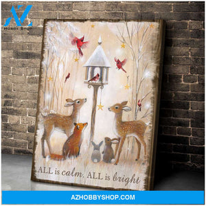 All Is Calm All Is Bright Canvas Wall Art Decor, Wall Decor Visual Art