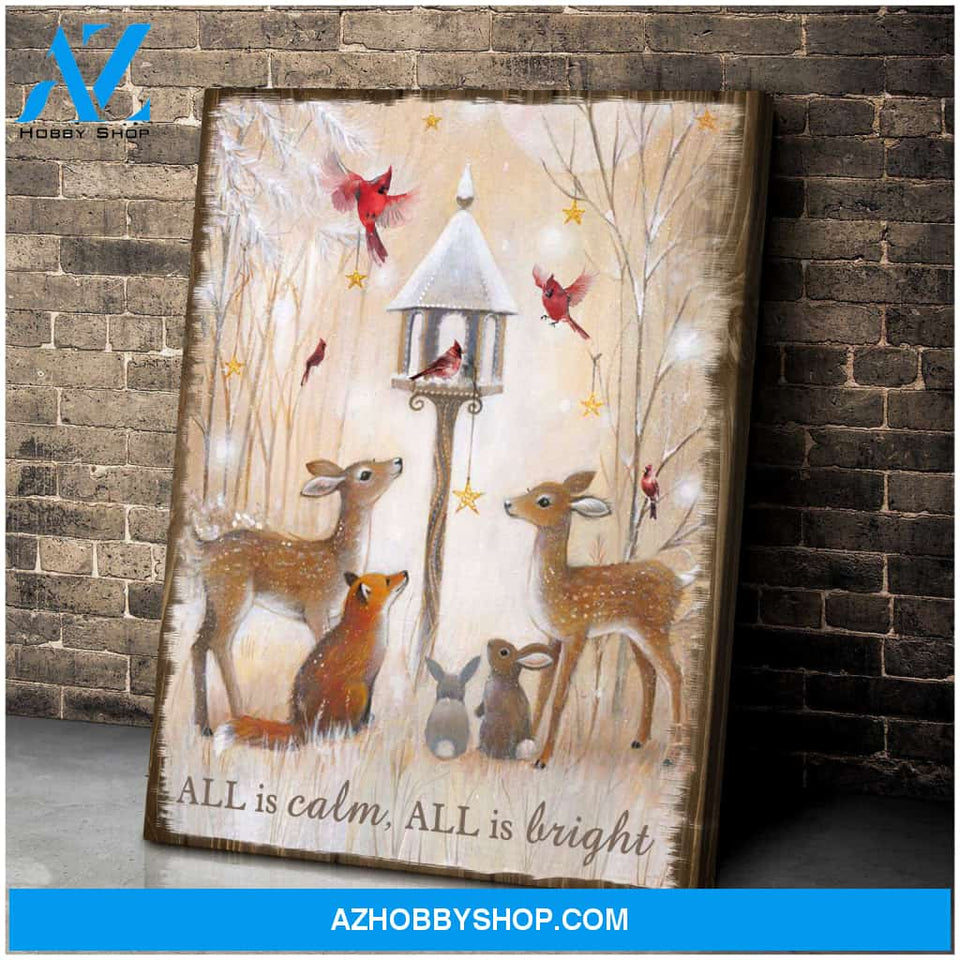 All Is Calm All Is Bright Canvas Wall Art Decor, Wall Decor Visual Art