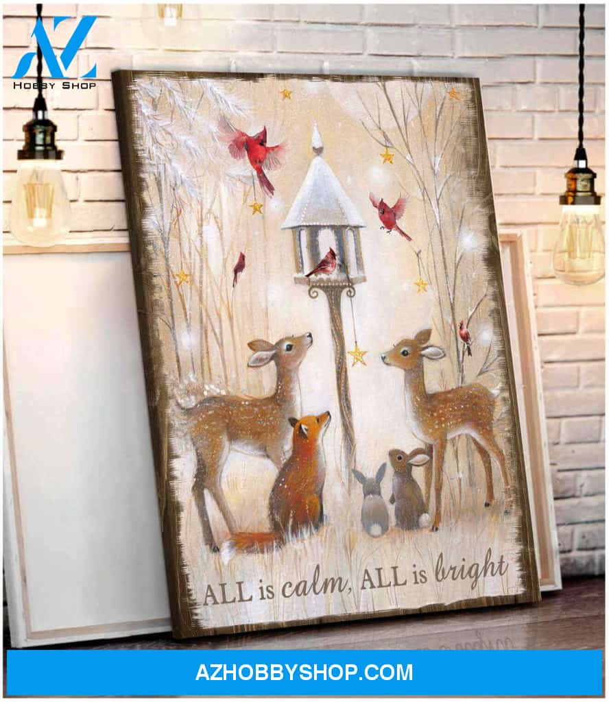 All Is Calm All Is Bright Canvas Wall Art Decor, Wall Decor Visual Art