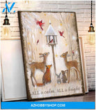 All Is Calm All Is Bright Canvas Wall Art Decor, Wall Decor Visual Art