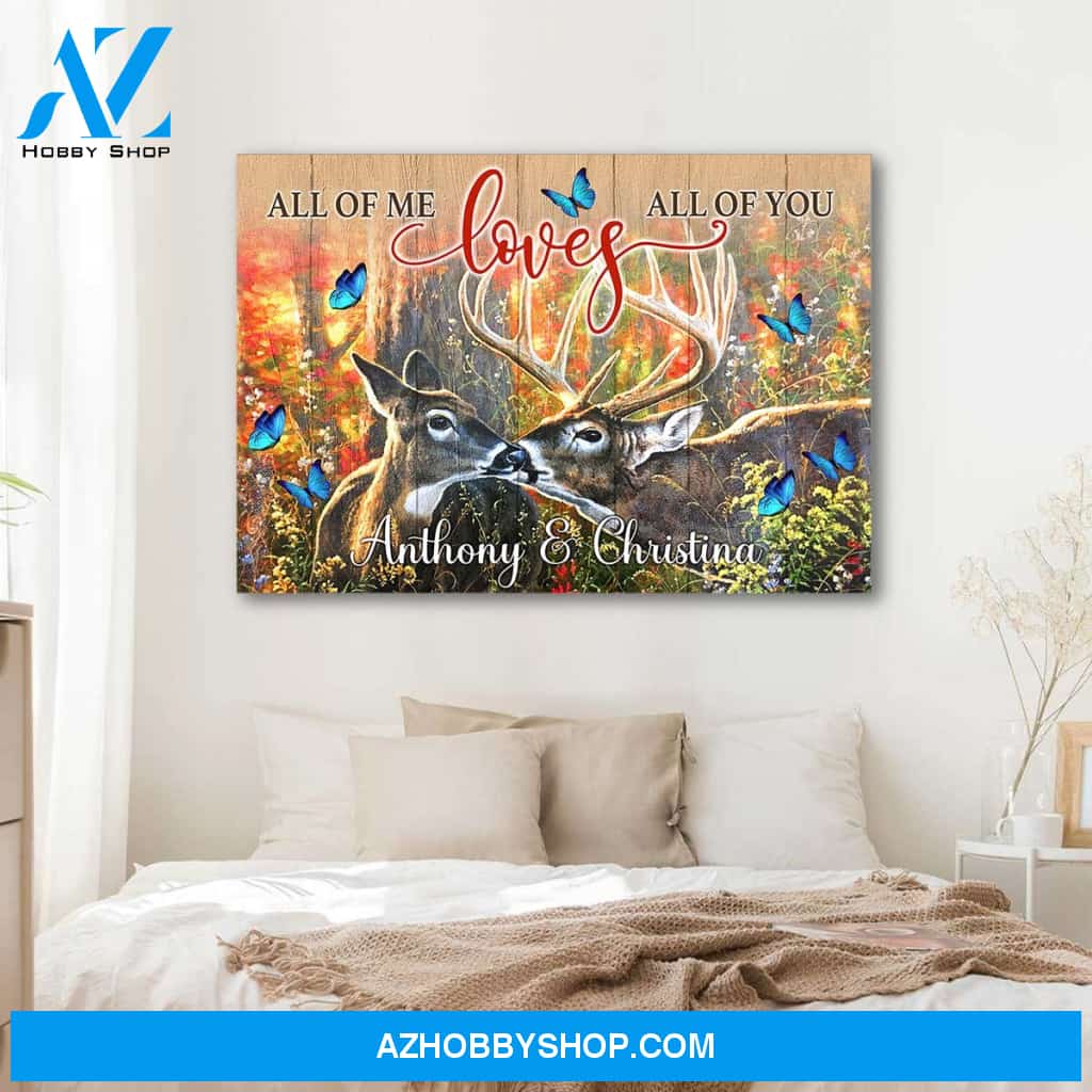 All of me loves all of you deer couple - Personalized canvas