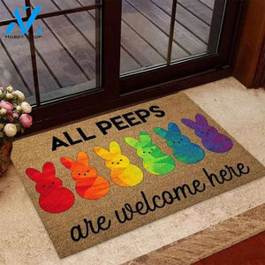 All Peeps Are Welcome Here LGBT Indoor And Outdoor Doormat Warm House Gift Welcome Mat Gift For Family Best Gift Idea For Friend
