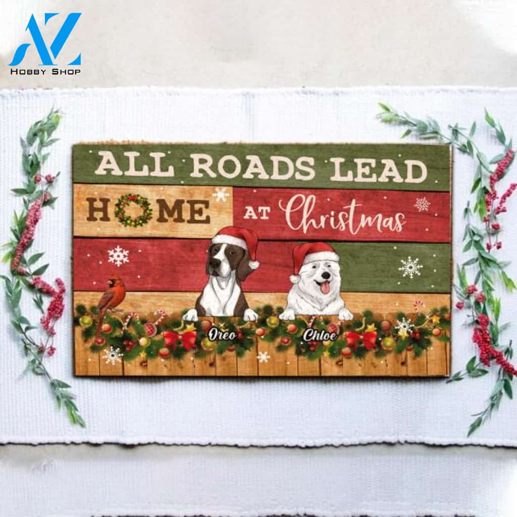 All Roads Lead Home At Christmas - Personalized Doormat