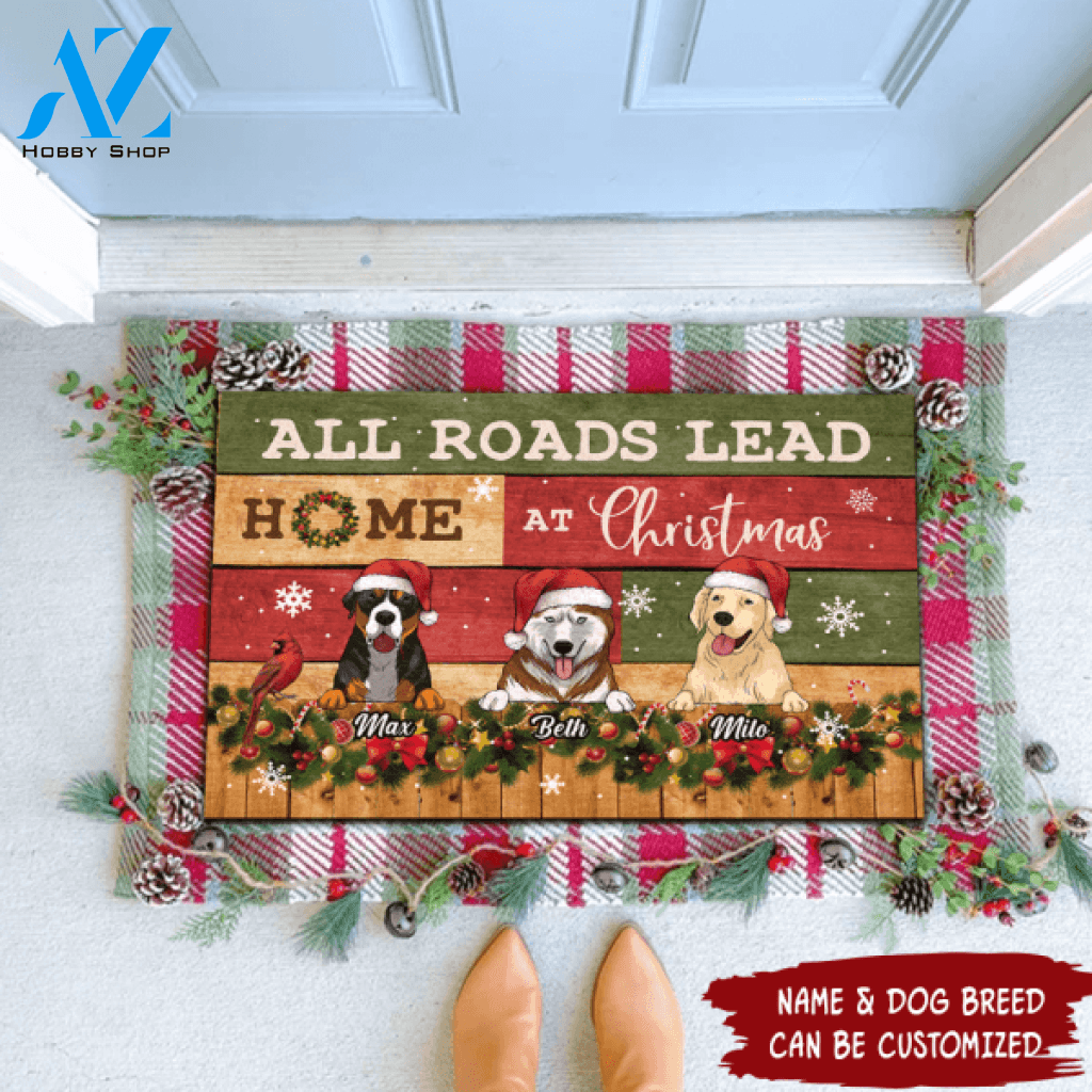 All Roads Lead Home At Christmas - Personalized Doormat
