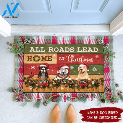 All Roads Lead Home At Christmas - Personalized Doormat
